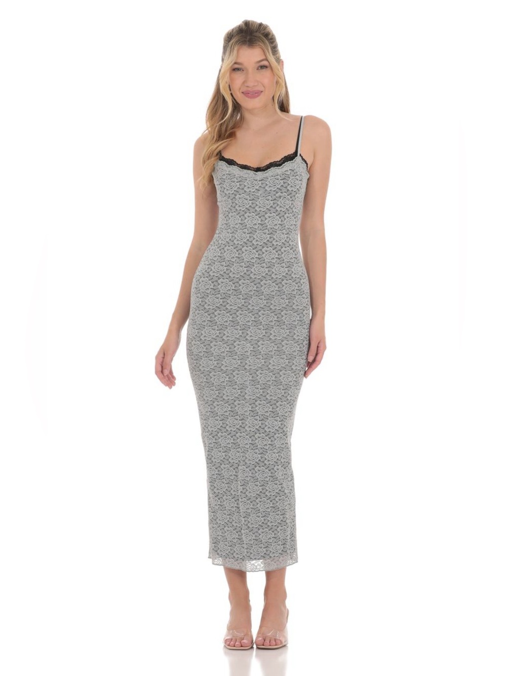 NWT Lucy In The Sky Klesis Black Double Layered Lace Maxi Dress - S